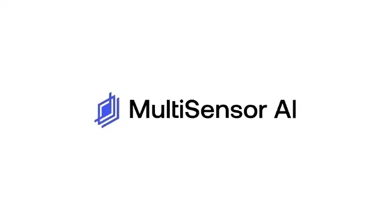 MultiSensor AI logo in blue and black lettering beside a layered geometric icon on a white background